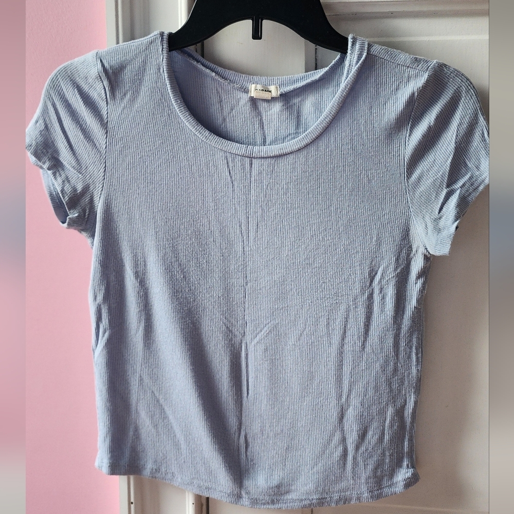 Garage Women’s Ribbed Scoop Neck Tee - Light Blue